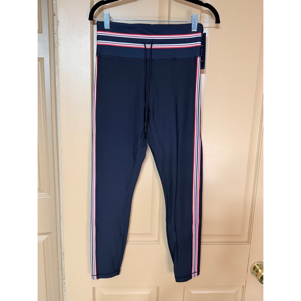 JW Active Bee Active Drawstring Legging Siera Navy Red Stripe A0425-1 Small NWT